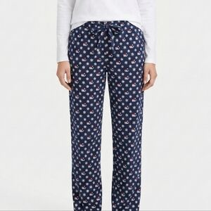 Vineyard Vines Christmas Whale Pajama Pants XS Navy Blue Snowflake Santa Hat